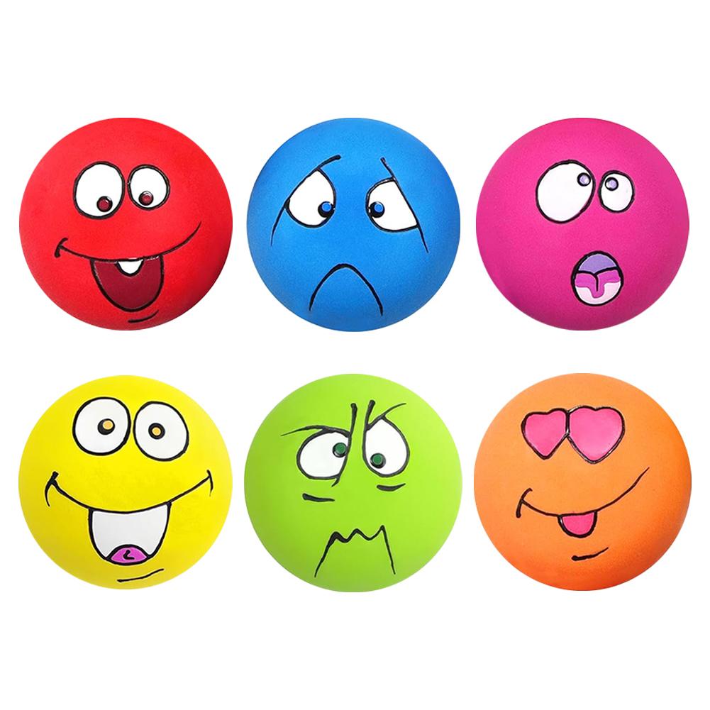 

6Pcs Smile Face Dog Squeaky Toys Soft Latex Squeak Balls Bouncy Cute Face Pet Dog Toys for Puppy Small Pet Dogs CHINA