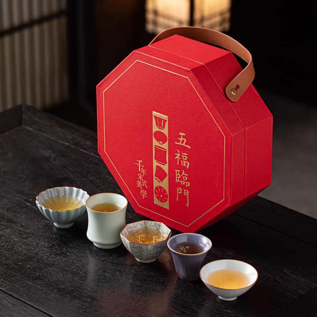 Famous teachers ensure quality, five famous kilns, gift boxes, lifting beams, pot sets, the whole set of tea sets can raise high-end ceramics