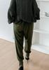 Maison De TAO Relaxed Jogger Pants with Ribbed Hem Slits and Elastic Waist Women's (Khaki)