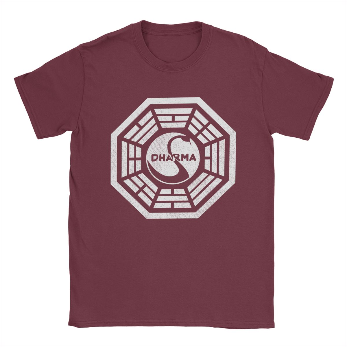 

Мужские футболки Dharma Initiative Новинка 100% хлопок Футболки с коротким рукавом Футболки с круглым вырезом Одежда Большой размер XXXXXL бордовый