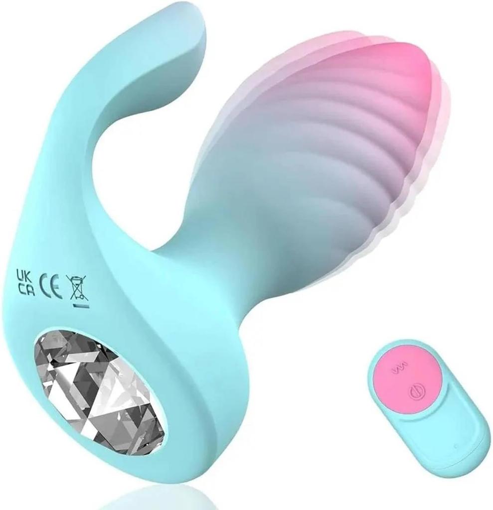 Diamond Anal Plug,2 In 1 Anal Plug Vibrator Clitoral Stimulator Adult Clitoral Stimulator Dual Motor Anal Toy Remote Control Vibrating Anal Plug