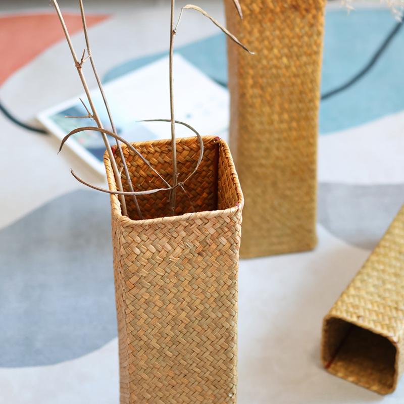 Handmade Woven Flower Vase Creative Flower Basket Weaving Room Flower Arranger Gypsophila Dried Flower Pot Home Decoration