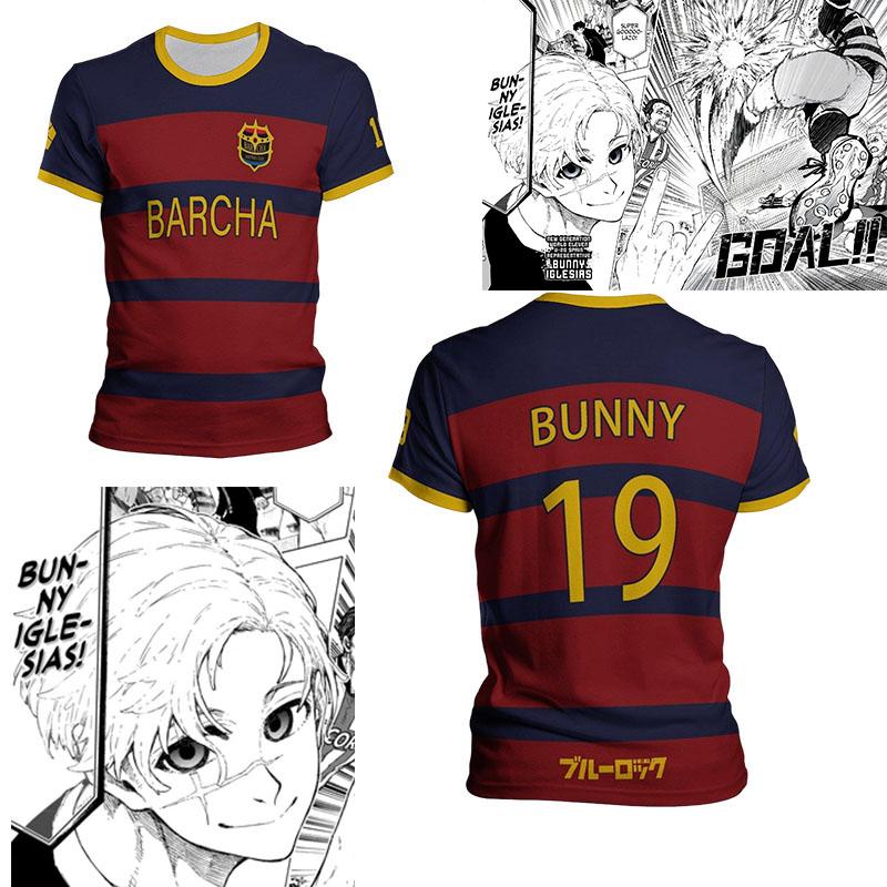 

Blue Lock FC Barcha Bunny Iglesias 19 Лавиньо 87 Аниме Косплей Мужская Футболка Джерси с V-образным вырезом и коротким рукавом Топы Мода Кастомная Футболка M