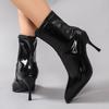 Fashion Elegant Women's Pointed Toe Stiletto Heel Ankle Boots Black Patent Leather Short Boots Woman Side Zipper High Heels Dress Shoes