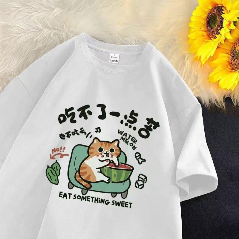 Cotton White Short-sleeved T-shirt Women 2025 Summer New Large Size Top Loose T-shirt