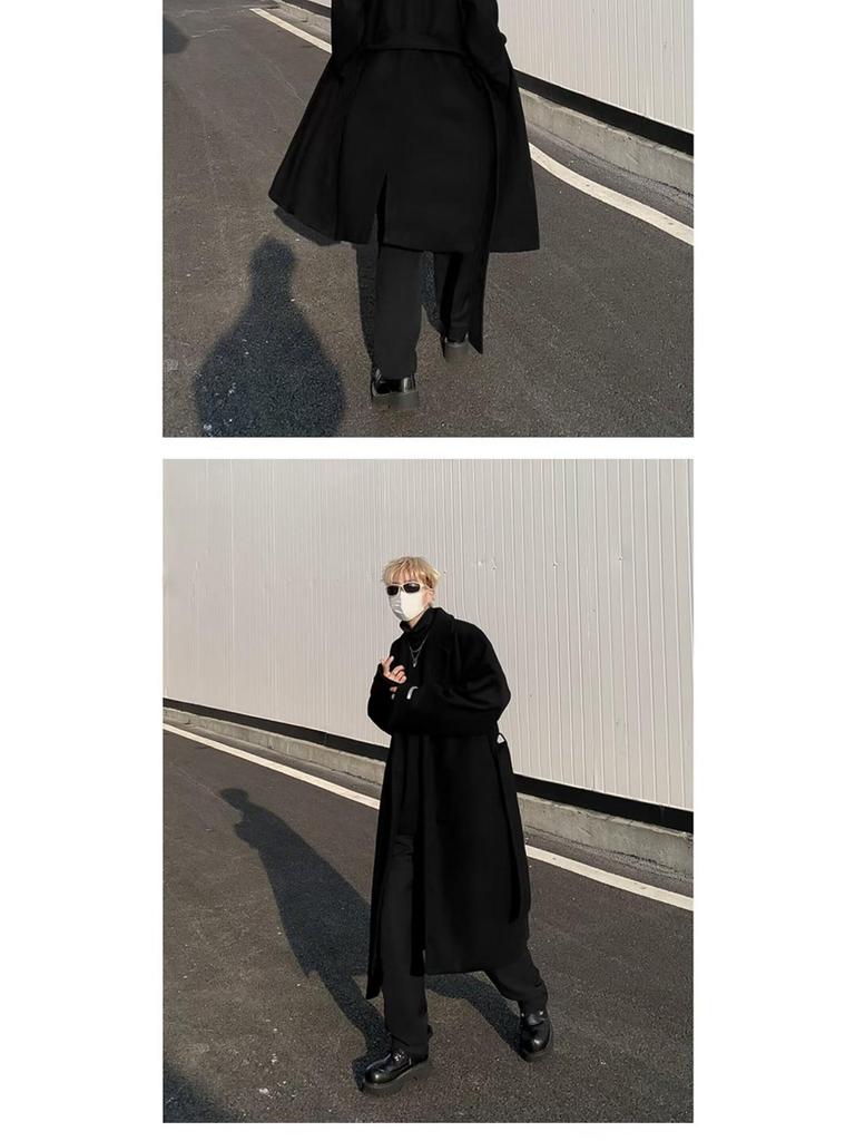 Trendy Britse Stijl Heren Middellange Wolle Trenchcoat – High-End Gevoel, Winter Dikte, Over de Knie Ontwerp