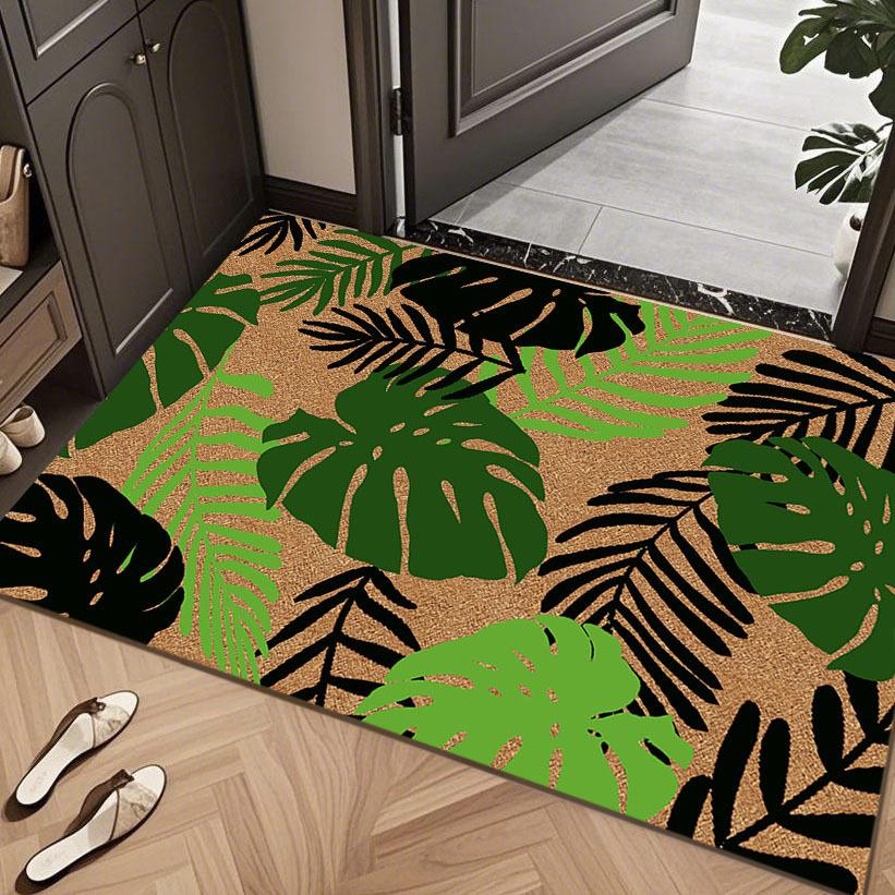 Green Leaves Welcome Mats Entrance Mats Color Printed Outdoor Soil Mats Home Decoration Door Mats