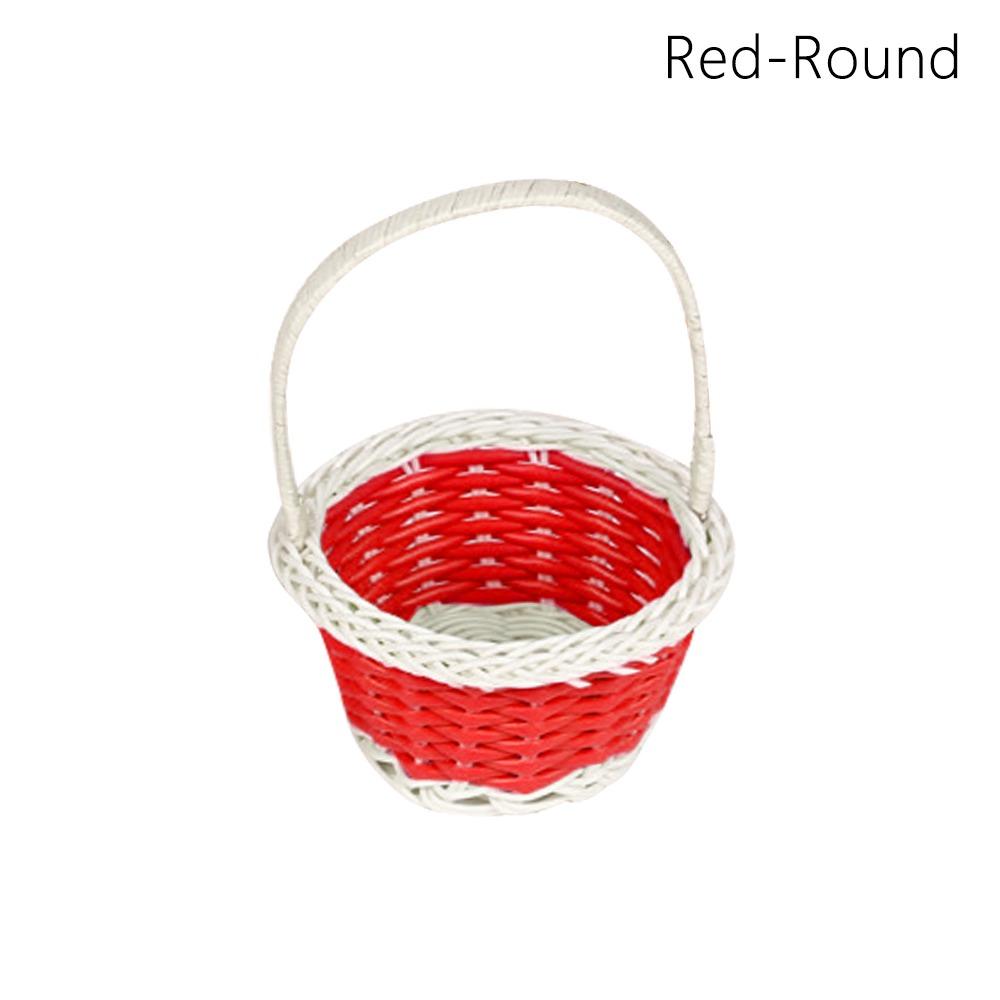 

Плетеная ротанговая корзина для хранения цветов круглой/в форме сердца, плетеная ивовая корзина для цветов для растений, дома, свадьбы Red Round