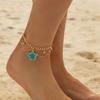 Gold Oil-Dripped Foot Chain Adjustable Beach Jewelry Simple Flower Pendant Anklet  Party