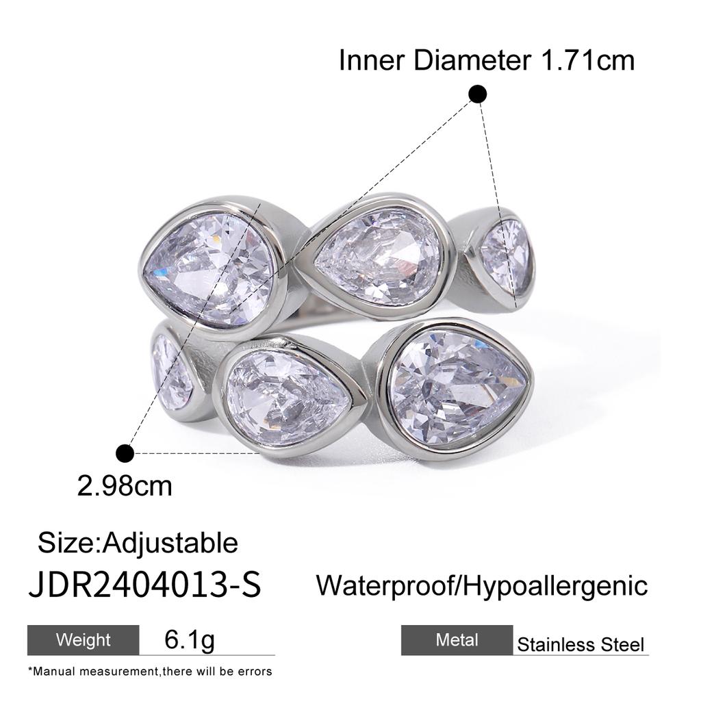 Youthway Cubic Zirconia Diamonds Metal Metal Stainless Steel Waterproof Gold Color Ring for Women Charm Stylish Jewelry Gift