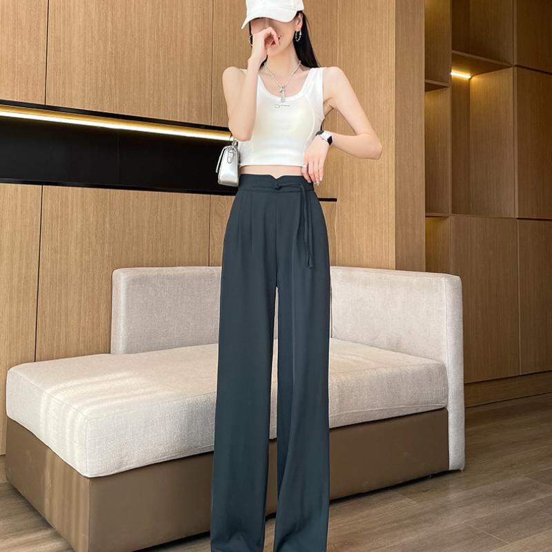 Black Suit Pants High-End Feel Draped New Spring and Autumn Chinese Style New Chinese Style Narrow Straight Wide-Leg Pants for Women