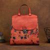 Johnature Vintage Embossed Backpack Genuine Leather Women Bag Chinese Style Floral Natural Soft Cowhide Ladise Travel Bags