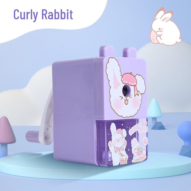 Cartoon Hand-Crank Pencil Sharpener: Automatic Lead Feed, Single Hole, Labor-Saving