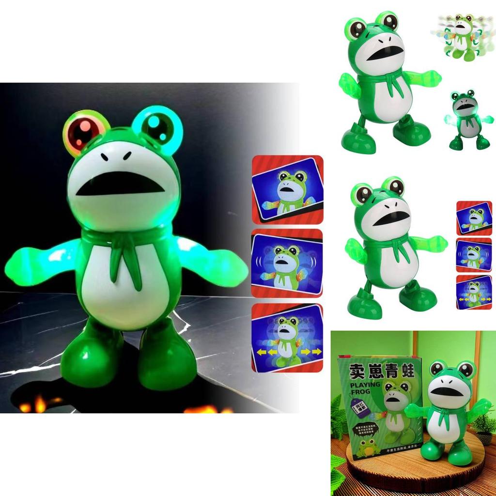 Popular Electric Dancing Frog Toy With Light And Sound Effects Wholesale For Street Vendors