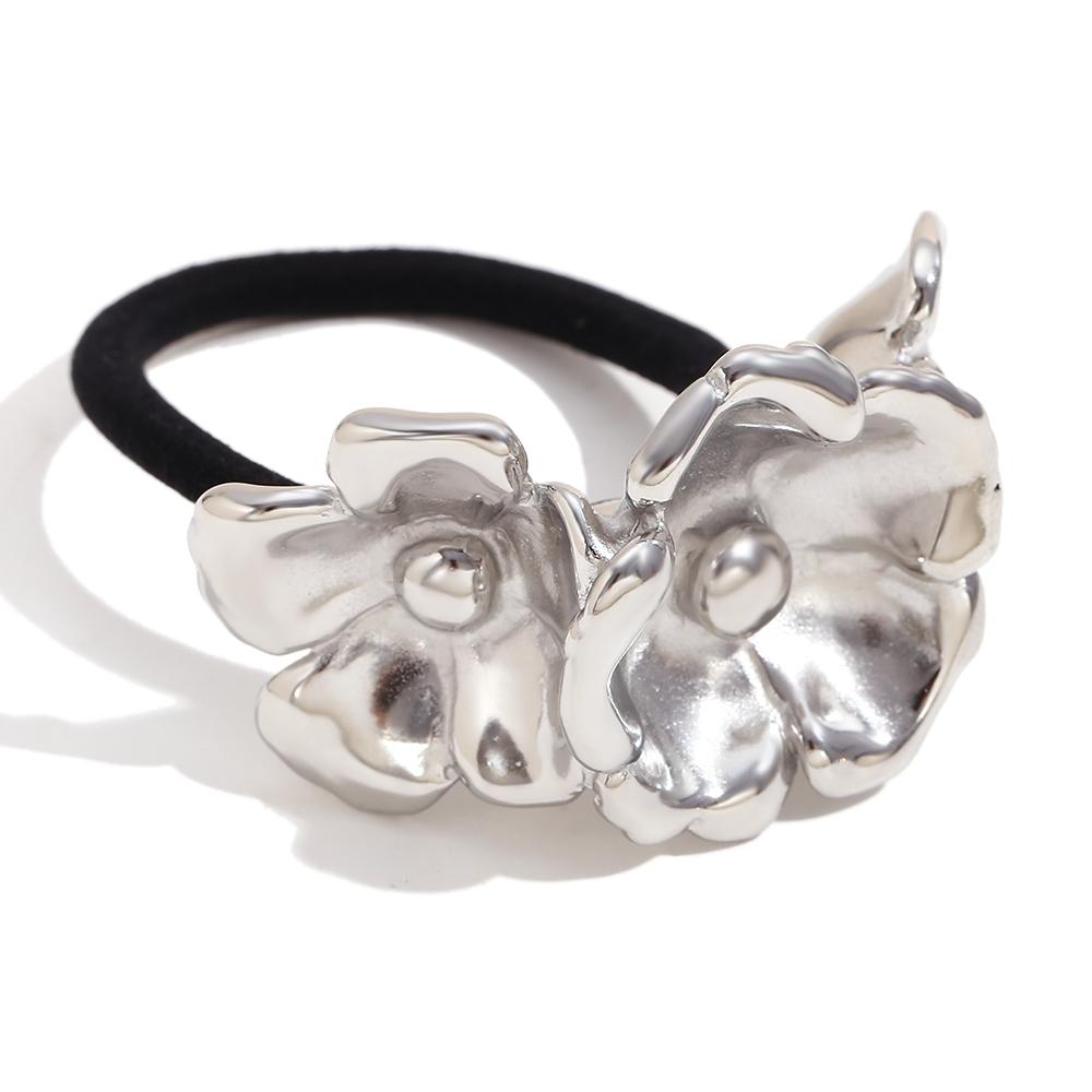 

MamacitaSlay Elegant Titanium Vinca Pony Tail Elastic Hair Rope hair accessories Daily Waterproof hair jewelry Accesories срібний