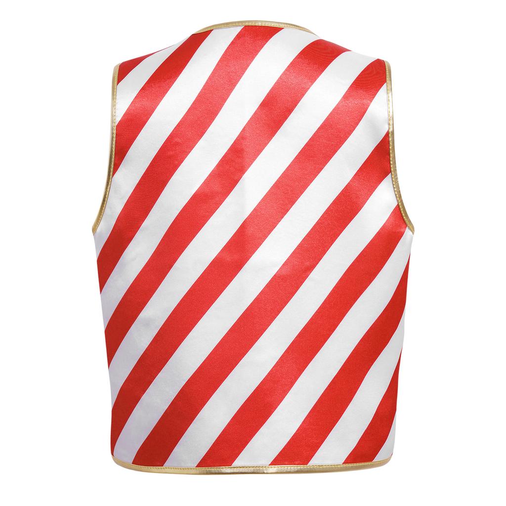 Children's Xmas Costume Vest Candy Cane Striped Sleeveless for Christmas Theme Party