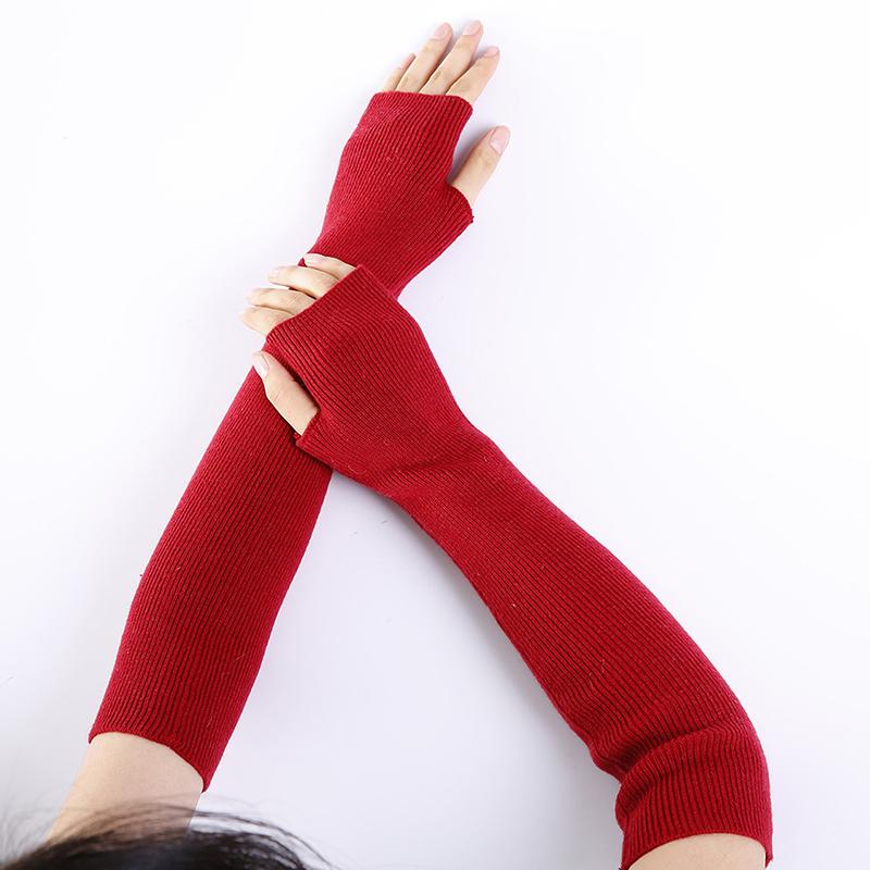 1 para rękawków jesienno-zimowych ocieplaczy na ramiona, outdoorowe długie rękawiczki bez palców na nadgarstek, miękkie w jednolitym kolorze, chroniące przed zimnem, rękawy na kostkę i nadgarstek