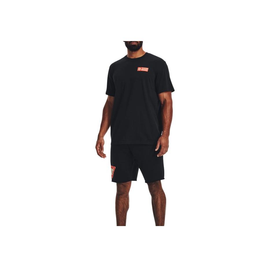 Under Armour Project Rock Graphic Print Loose Training Short Sleeve T-Shirt Men Tops Black 1376898-001