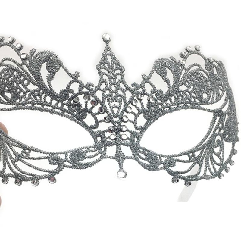 Rhinestone Half Face Mask for Women Halloween Masquerade Mask Antique Lace Half Face Mask Retro-Party Mask Cosplay Props