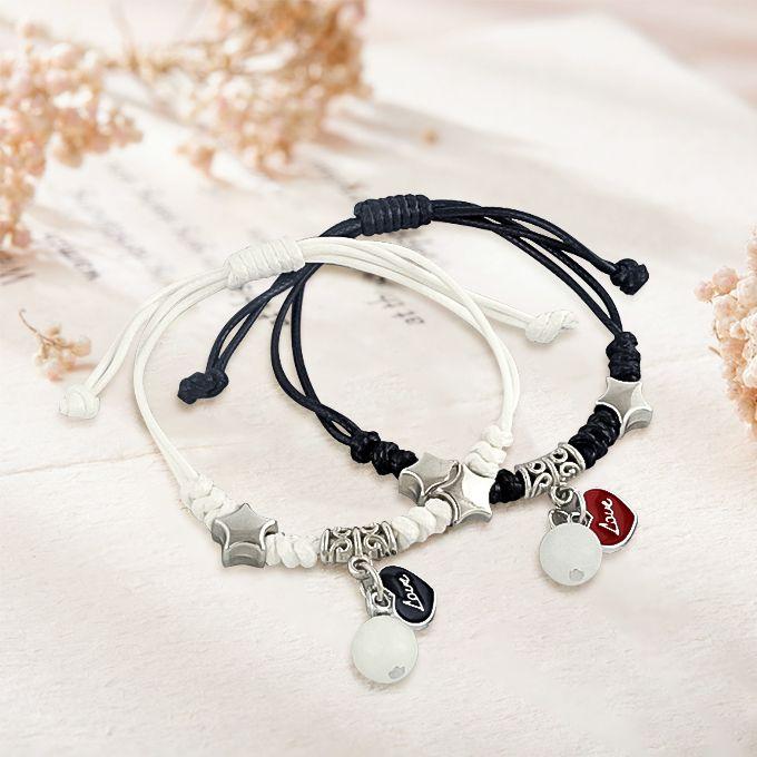 2Pcs/Set Couple Luminous Heart Bracelets