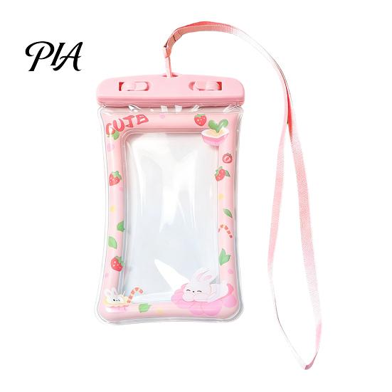Snorkeling Phone Holder Cute Waterproof Pouch with Floating Airbag And Lanyard, Clear PVC Cellphone Dry Bag for Swimming Beach Underwater Photography