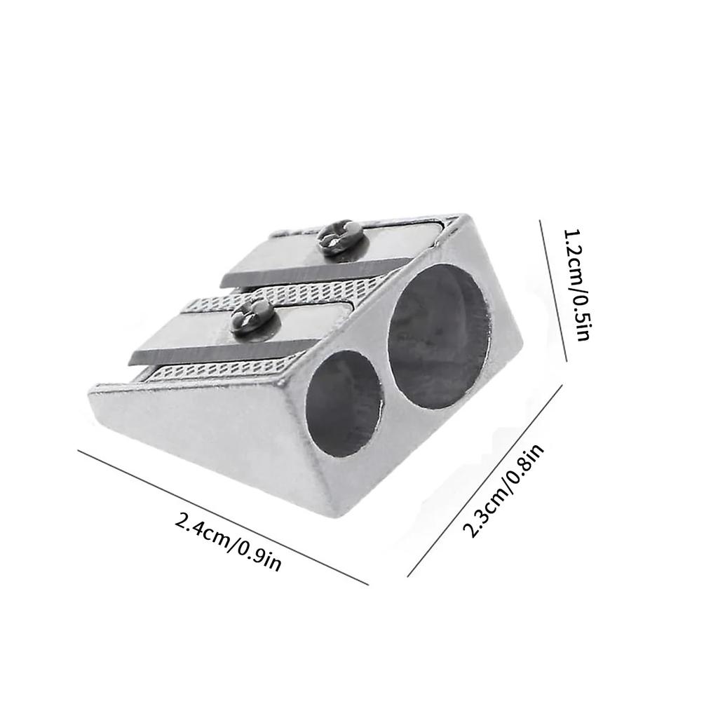 Temperówka 2-otworowa Ołówek Stop Magnezu Kształt Klinowy Materiał Metalowy Wygodna Praktyczna Niezbędna do Nauki Szkolnej