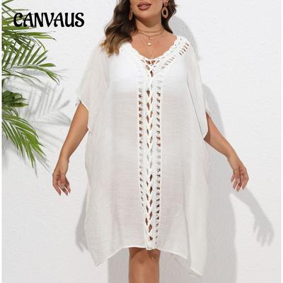Women's Cover-Ups Dress Plus Size Hand Crochet Flower Patchwork Loose Beach Bikini Outer Cover Up