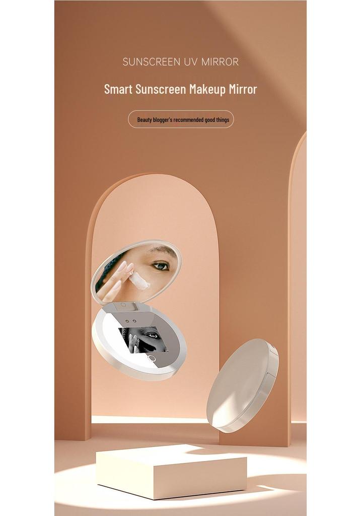 Portable LED Smart UV Sunscreen Makeup Mirror with Eye Protection
