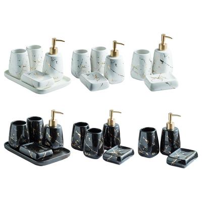 Ensemble d'Accessoires de Salle de Bain Céramique Distributeur Gobelet Blanc