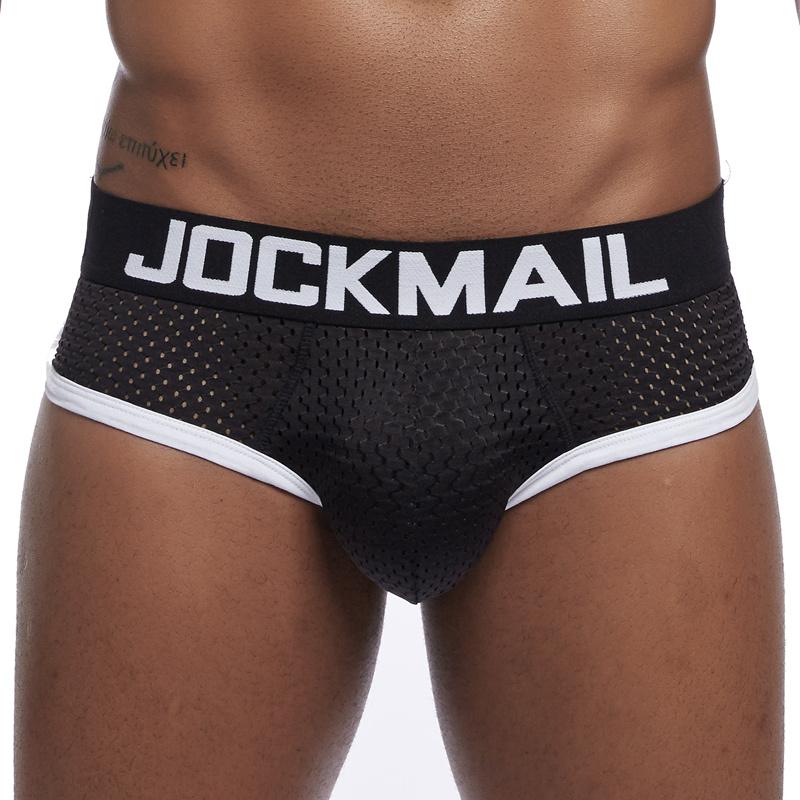 Briefs JOCKMAIL Removable Front and Back Sponge Padded Men's Briefs Breathable Mesh Material Ground Low Waist Fashion Sports Hip Adjustment Underwear