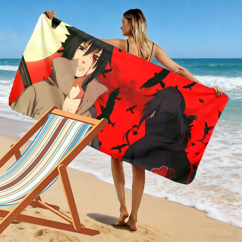 Naruto Anime Print Beach Towel, Large Soft Quick Dry Towel for Beach Camping Swimming