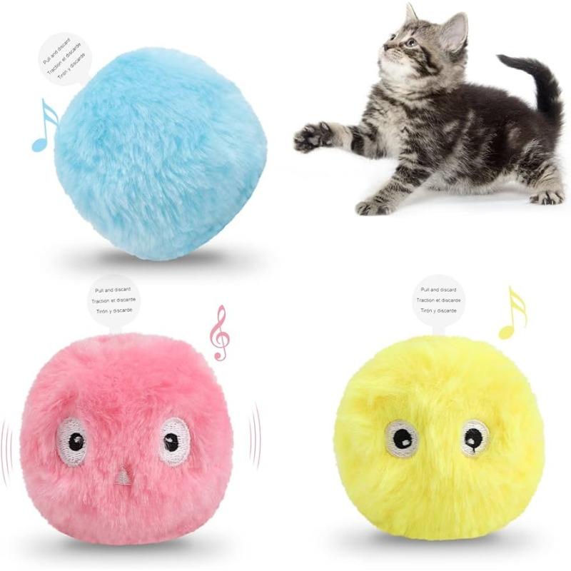 

Cat Toy Ball with Sound, Chirping Cat Toy with Catnip, Interactive Kitten Plush Toy Ball for Indoor Cats синій