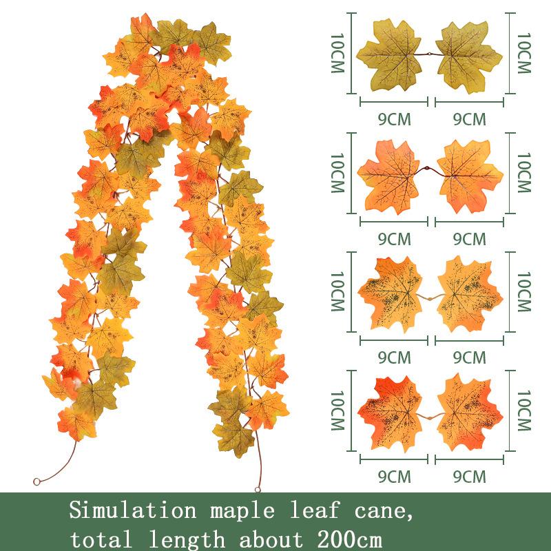 

1/5pc 200cm Artificial Fall Maple Leaf Garland Fake Plants Autumn Decor Leaves for Party Thanksgiving Halloween Xmas Wedding помаранчевий