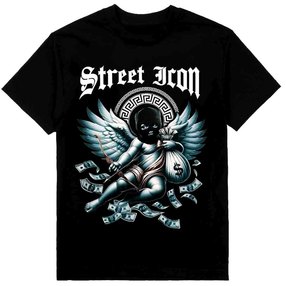 Street Icon Angel Mens T-Shirt Print On Shaka Wear Heavyweight Tee Unisex T-Shirt L