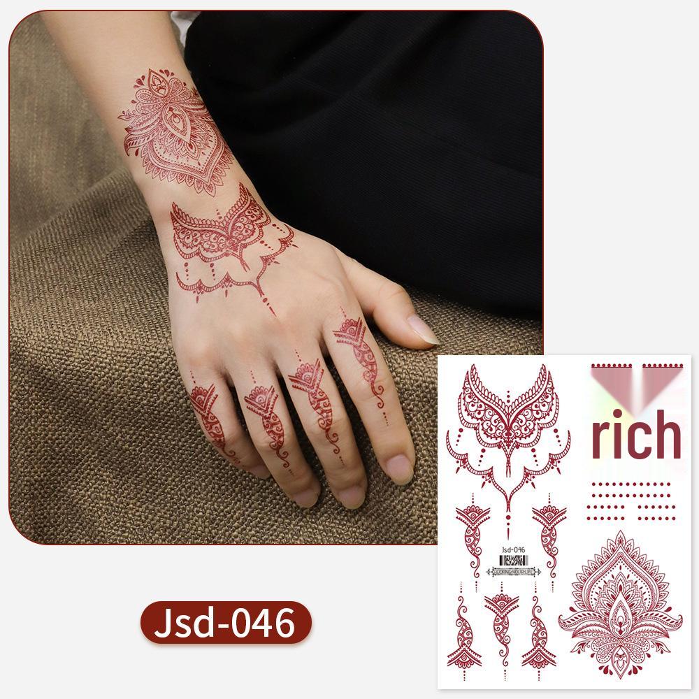 

Whitening Red Henna Lace Mandala Flower Waterproof Temporary Tattoo Stickers for Women 158x120 mm