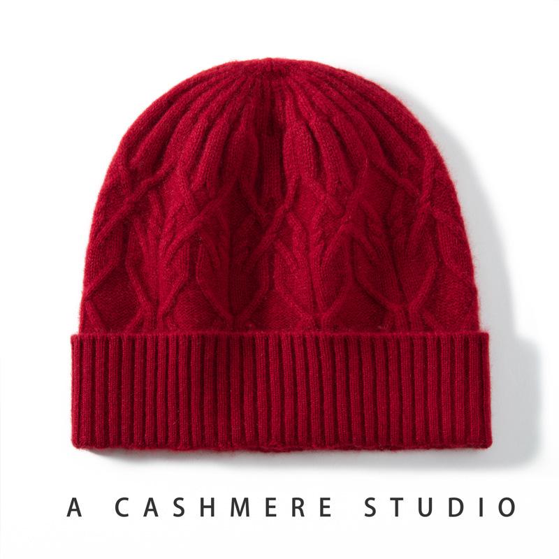 2025 Autumn/Winter Women's Cashmere Knitted Turban Hat - Classic, Warm, Windproof, Versatile, Slimming Design.