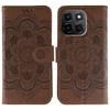 For Honor X6c 4G Case PU Leather Mandala Imprinted Design Wallet Phone Cover with Wrist Strap