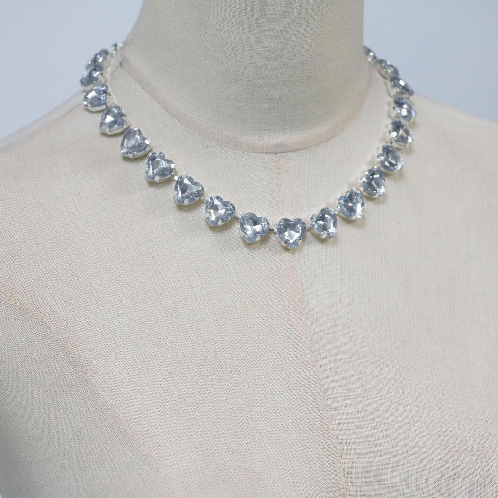 European And American Jewelry, Exquisite Heart-Shaped Rhinestone Necklace, Fashion Dinner Party Neck Jewelry Accessories