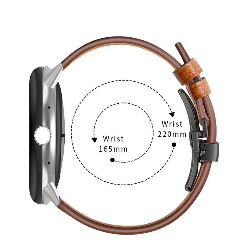 Genuine Leather Strap for Google Pixel Watch/Pixel Watch 2 Metal Butterfly Buckle Band Replacement Bracelet Watchband Accessories for Pixel Watch