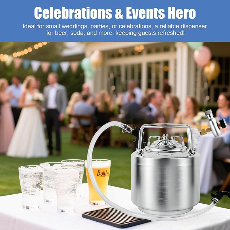 6L(1.6 Gallon) Cornelius Keg,304 Stainless Steel Draft Beer Keg with Ball Lock Disconnect,Homebrew Keg Dispensering Set For Paty