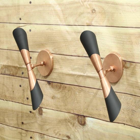 İtalyan Aplikleri Duvar Işık Lambası Çift Stil Modeli Pirinç Siyah Duvar Lambası Ev, Ofis Dekoru