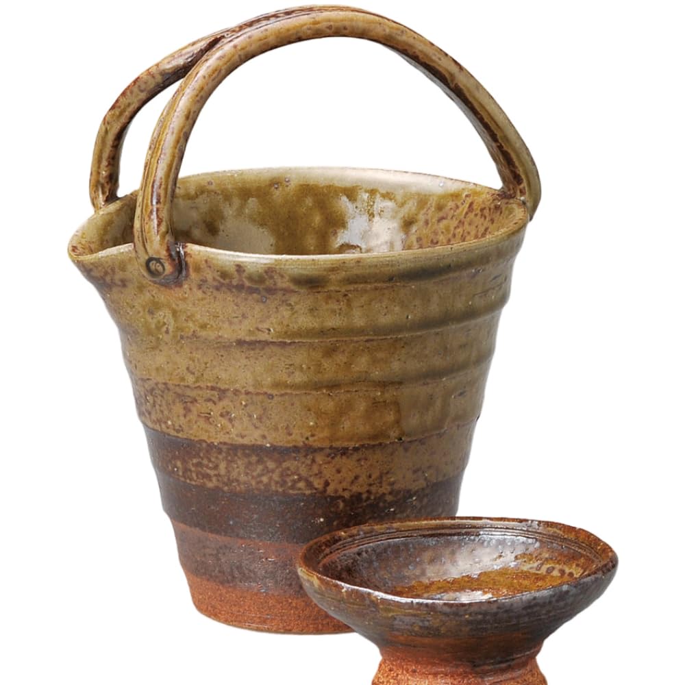 

Sake Tokkuri and Ochoko Bottle and Diameter 12 x x Height Bizen Haimuki with Mino for Cold Sake Ale-net Set, (Sake Cup) Set, 10.4 15.5cm, 400ml,