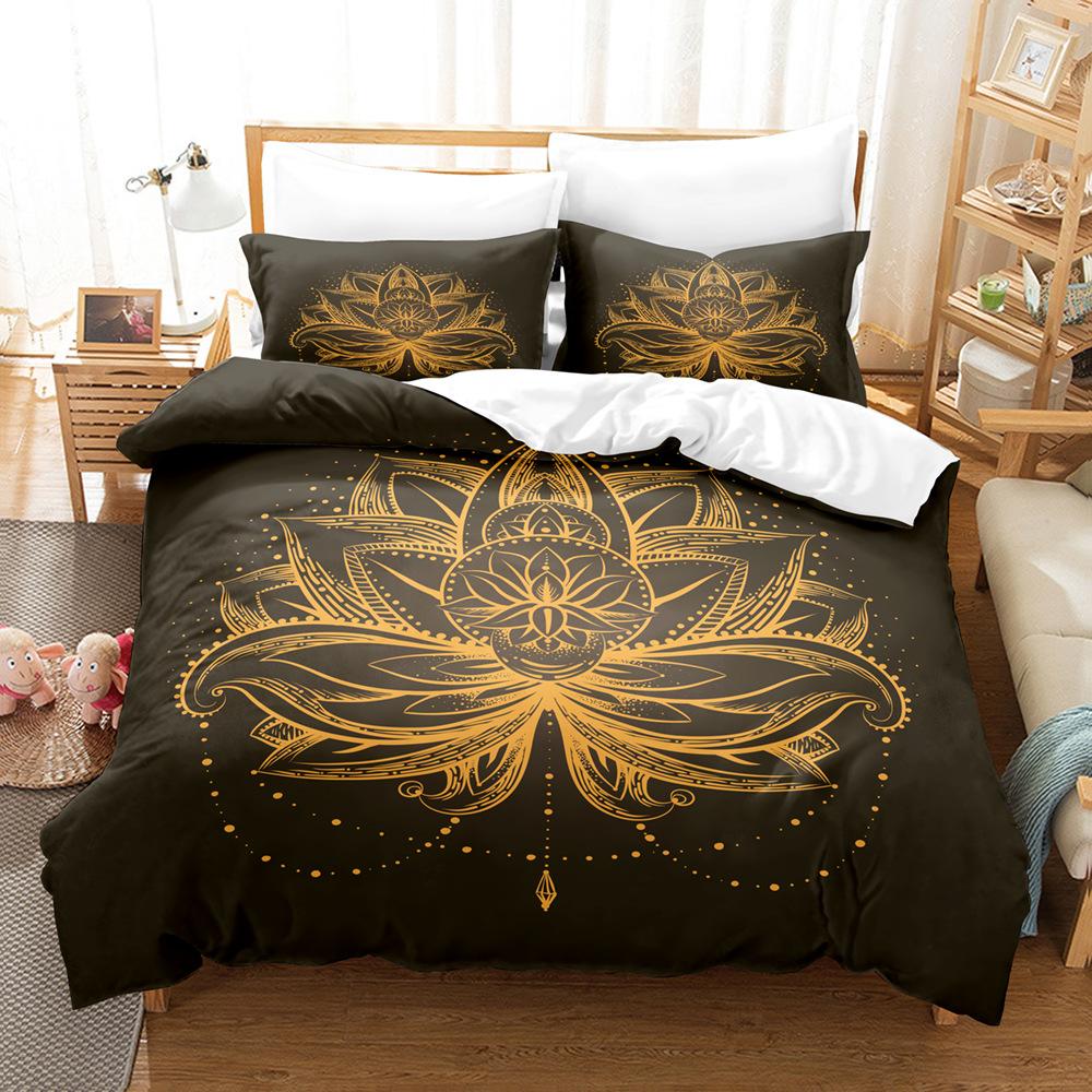 3D Buddha Bedding Set Microfiber Luxury Printed Down Duvet Cover Pillowcase 2/3 Birthday Gift AU210 * 240 Full Size Quick Drying Soft Home Textile