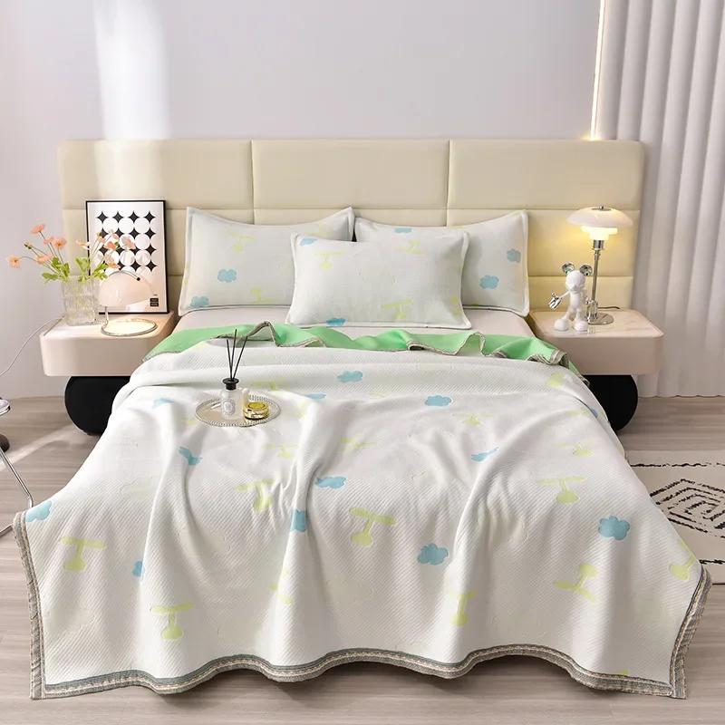 Vysoce kvalitní vyšívaná letní chladivá deka Vysoká pletená bavlna Queen Quilt Prošívaná Tenká přikrývka z pelyňového vlákna Cool