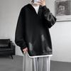 Men's Trendy Oversized V-Neck Hooded Sweatshirt - Comfortable, Versatile, Hong Kong Style, Plus Size