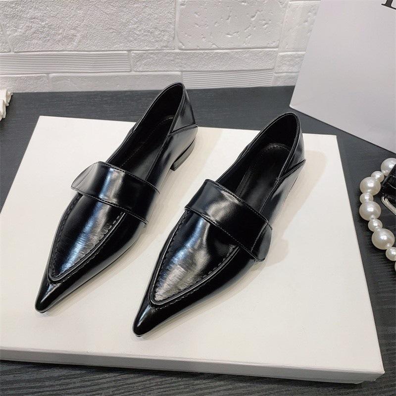 2025 New European and American Style Pointed Single Shoes Low Heel Niche Design Velcro Commuter Professional Shoes