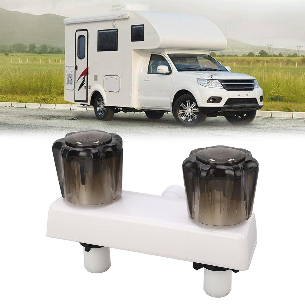 RV Shower Faucet Valve Diverter Shower Mixing Valve Control with 2 Knobs Wheel For RV Motor Home