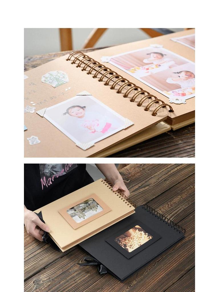 DIY Скрапбук з котушками для пари: Ручний Чорний Крафт Фотоальбом з Порожніми Сторінками