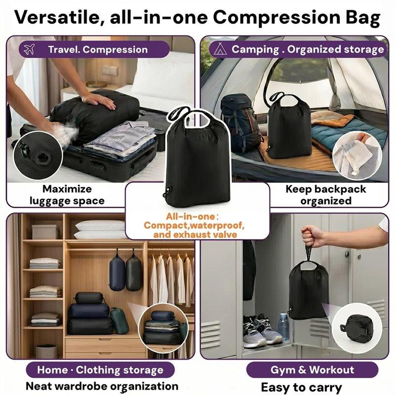 A25F-Reusables Clothes Organizer 24L Hand Roll Compression Storage Bag Travel Luggage Cubes Sealed Packing Bag