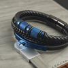 Charm New Blue Men's Leather Bracelets Stainless Steel Magnet Clasp Charms Fashion Punk Bangle Homme Jewelry Gifts